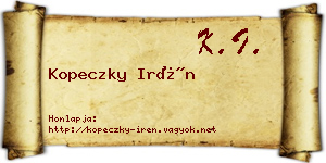 Kopeczky Irén névjegykártya